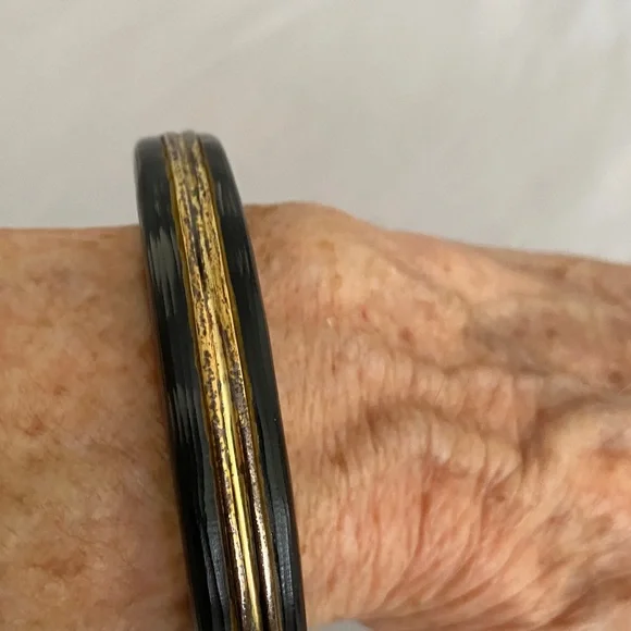 Alexis Bittar Black and Gold Accent Bangle - Picture 4 of 5
